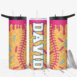 Ice Cream Drip Tumbler, Custom Baseball Tumbler, Drip Baseball Cup, Custom Ice Cream Tumbler, Baseball Gift, Respect the Drip, Baseball Drip