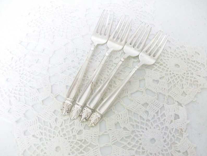4 Silver Danish Princess Salad Forks 1938