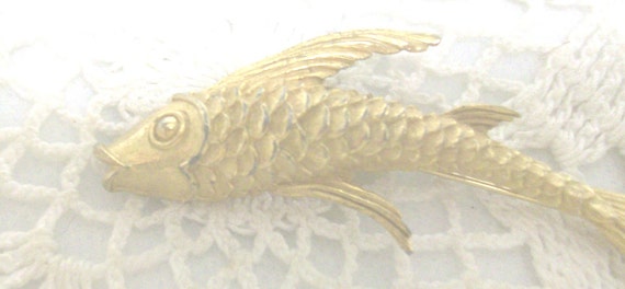 Gold Fish Brooch Pin Free US Ship / - image 3