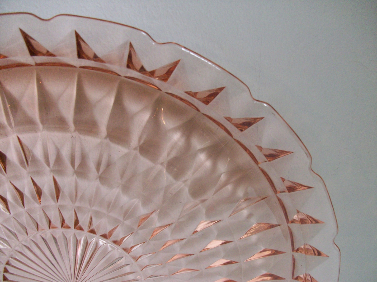 Pink Depression Glass Large Round Serving Platter Etsy