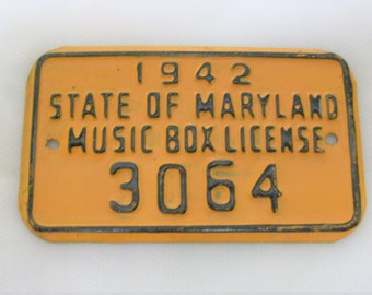 Music Box License Plate 1942 Free US Ship /