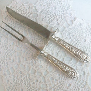 2 Sterling Silver Stieff Corsage Carving Set Knife Fork Free US Ship / image 1