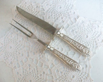 2 Sterling Silver Stieff Corsage Carving Set Knife Fork Free US Ship /