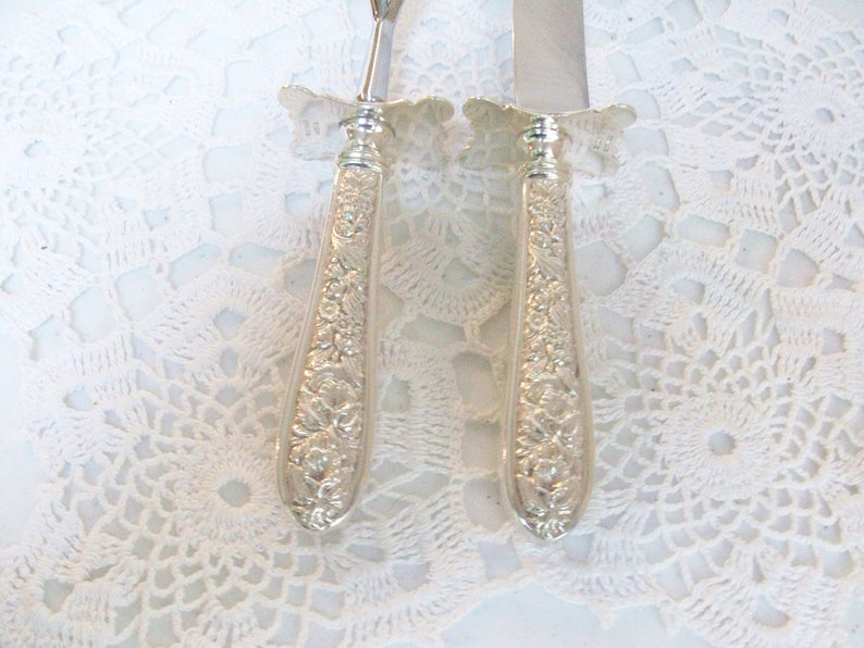 2 Sterling Silver Stieff Corsage Carving Set Knife Fork Free US Ship / image 3