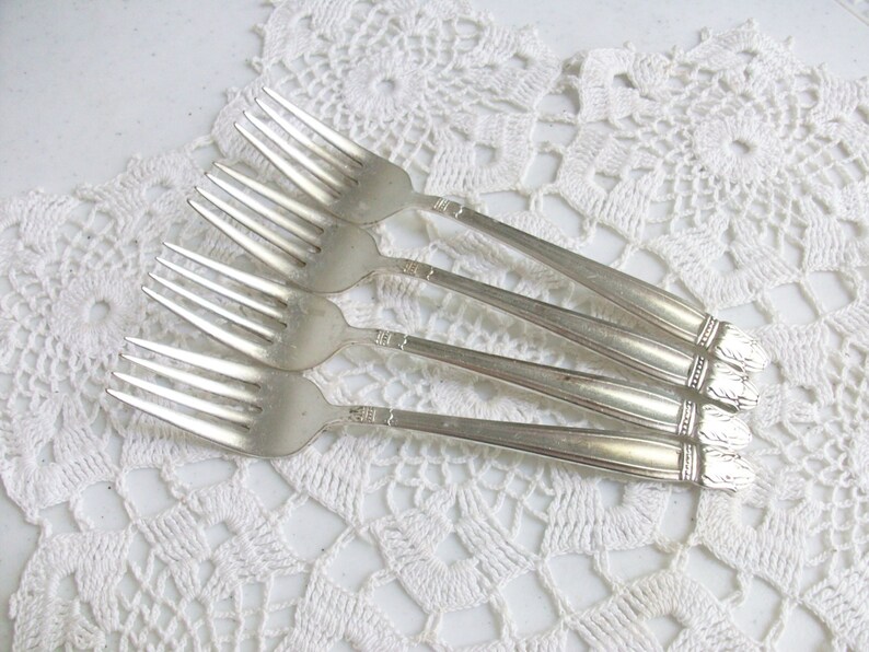 4 Silver Danish Princess Salad Forks 1938