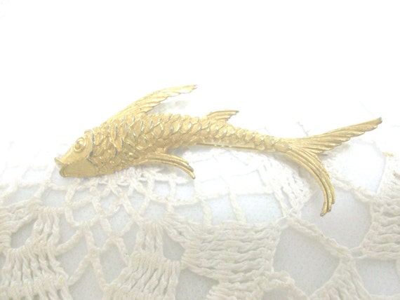 Gold Fish Brooch Pin Free US Ship / - image 2