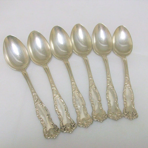 6 Rogers Oxford Teaspoons 1901 Free US Ship No Monogram /