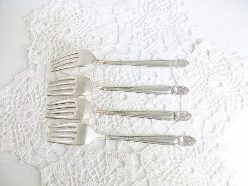 4 Silver Danish Princess Salad Forks 1938