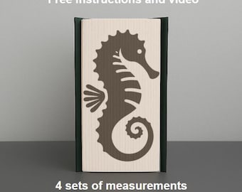Solo modello - Libro pieghevole Cavalluccio marino - tagliare e piegare, modello di piegatura del libro, 273 pagine, scarica PDF, istruzioni incluse, oceano, mare, animale
