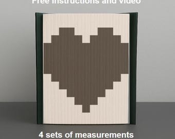 Solo modello - Libro pieghevole a forma di cuore pixelato - taglia e piega, modello di piegatura del libro, 425 pagine, scarica PDF, istruzioni incluse, giocatore, vita, arte