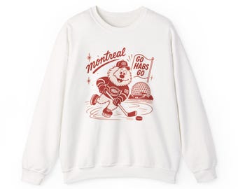 Montreal Hockey Youppie Crewneck Sweatshirt | Go Habs Retro Cartoon Fan Tee