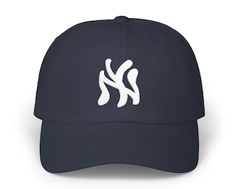 Wavy NY Logo Dad Cap | Embroidered New York Baseball Hat, Adjustable Strap