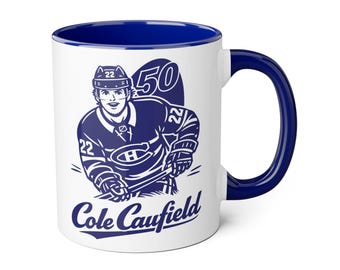 Cole Caulfield Montreal Canadiens Mug | Retro Illustration Ceramic Mug | 50 Goals | Hockey Gift