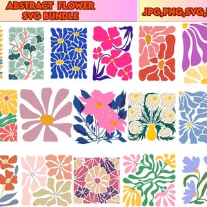 Abstract flower svg and png bundle | danish flower svg | retro flower svg | boho flower svg | floral png | boho floral png svg  ai & jpg