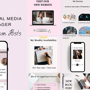 30 Canva Template, Bundle für virtuelle Assistenten, Elegant & Pink Instagram Kit, Testimonials