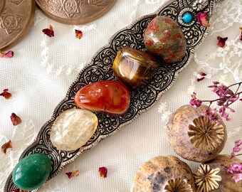 A Little Box of LUCK - Crystal Healing Gift - Unakite / Tiger's Eye / Carnelian / Citrine / Green Aventurine