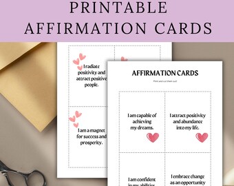 Tarjetas de afirmaciones imprimibles para positividad y amor propio / Tarjetas con citas motivacionales / Apoyo para la salud mental / Descarga digital instantánea