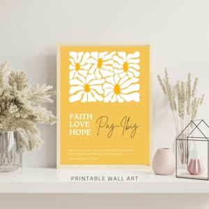 Faith Hope Love Scripture Wall Art | 1 Corinthians 13:13 Printable | Christian Wedding Decor | Bible Verse Digital Download Poster