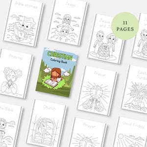 Christian Coloring Book for Kids | Bible Stories, Jesus, Prayer, Church | 11-Page Printable Religious Activity PDF | Sunday School Art