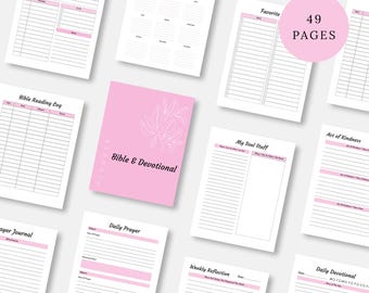 Bible and Devotional Planner PDF | Daily Scripture Journal | Prayer & Reflection Pages | Christian Printable Faith Organizer
