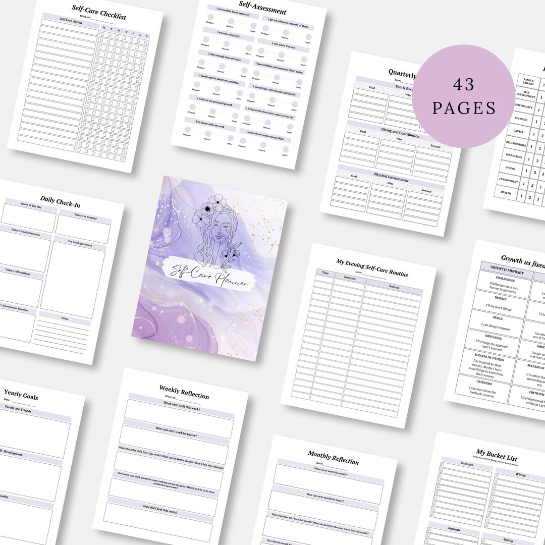 Printable Self Care Planner for Mental Wellness | Daily Journal & Mood ...