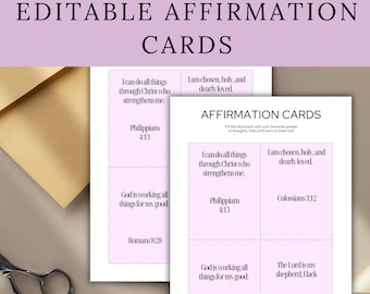 Bearbeitbare Affirmationskarten Canva Vorlage | Positive Printable Karten für Selbstliebe & Motivation | Sofort Download für Mindset Boost