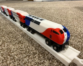 Tren de juguete magnético compatible con Brio de la Autoridad de Tránsito de Utah: Frontrunner - Vagones de dos niveles Bombardier y locomotora MP36PH
