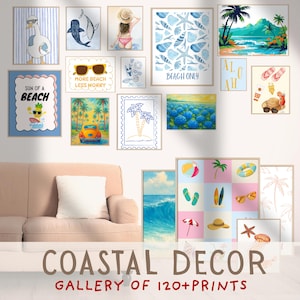 Coastal Wall Art Print Set: 123 Beach House Decor Prints, Digital Download, Topical Summer Vibes