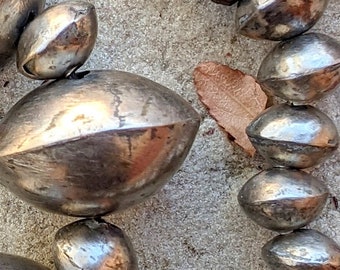 African Silver Bi-Cone Beads