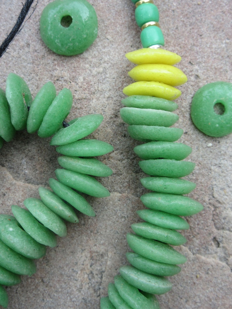 African Green Glass Beads