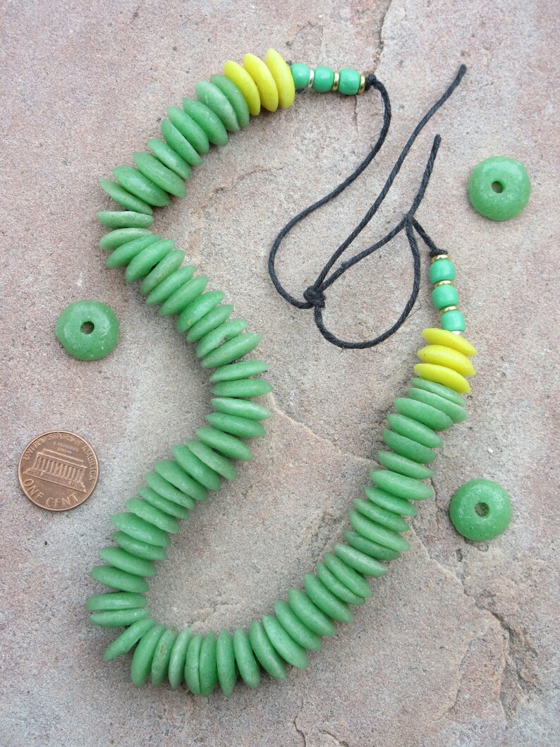 African Green Glass Beads