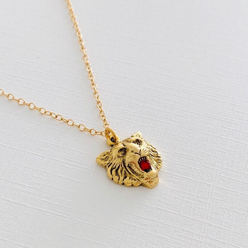 Gold Lion Necklace Etsy