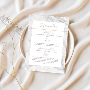 Marble Wedding Information Card: Elegant Invitation Suite (Digital Download A6 Template)