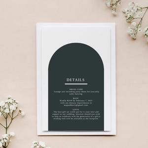 Moderne minimalistische Hochzeitseinladung Informationen Karte, Galerie Hochzeitseinladung für moderne Kunst, Vorlage Digitale Datei