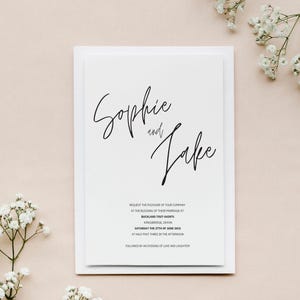 Einfache Hochzeit Hochzeitseinladung, Kalligraphie Hochzeitskarte, Moderne Hochzeitseinladung, Vorlage Digitale Datei