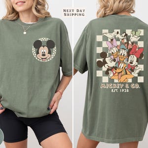 Mickey & Co 1928 Retro Comfort Colors Shirt, Vintage Mickey And Friends  Two-Sided Tee, Disney Family Shirt, Disneyland Shirt, Disney Gift