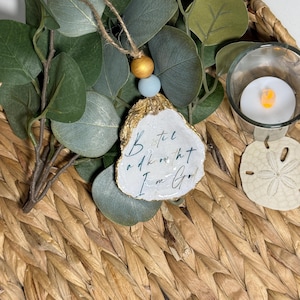 Oyster shell Christmas ornament, coastal decor - Be still and know that I am God