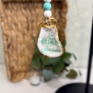 Oyster shell Christmas ornament, coastal decor - The Beach is my Happy Place