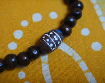 Tribal Clay Prayer Bead Bracelet Mala Boho