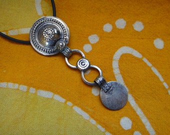 Antique Kuchi Coin Waziri Button Pendant Belly Dancer Charm Necklace