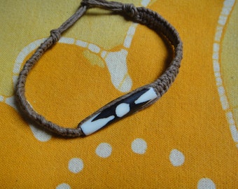 Tribal African Batik Bone Hemp Bracelet / Anklet