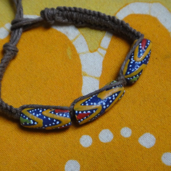 Afrikanische Glas Handel Bead Hanf Armband / Fußkette