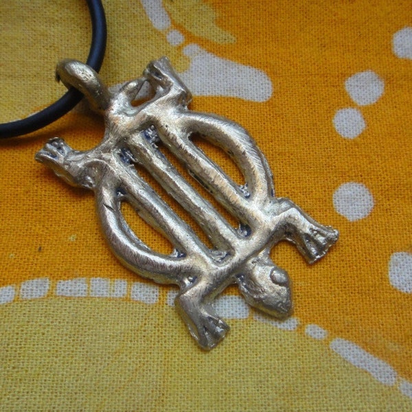 Odenkyem Crocodile Charm Pendant Necklace West African Adinkra Symbol for Adaptability Trade Lost Wax Cast in Ghana
