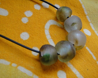 African Trade Bead Necklace Recycled Glass Afrocentric Minimalist Jewelry