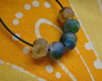 African Trade Bead Necklace Recycled Glass Afrocentric Minimalist Jewelry