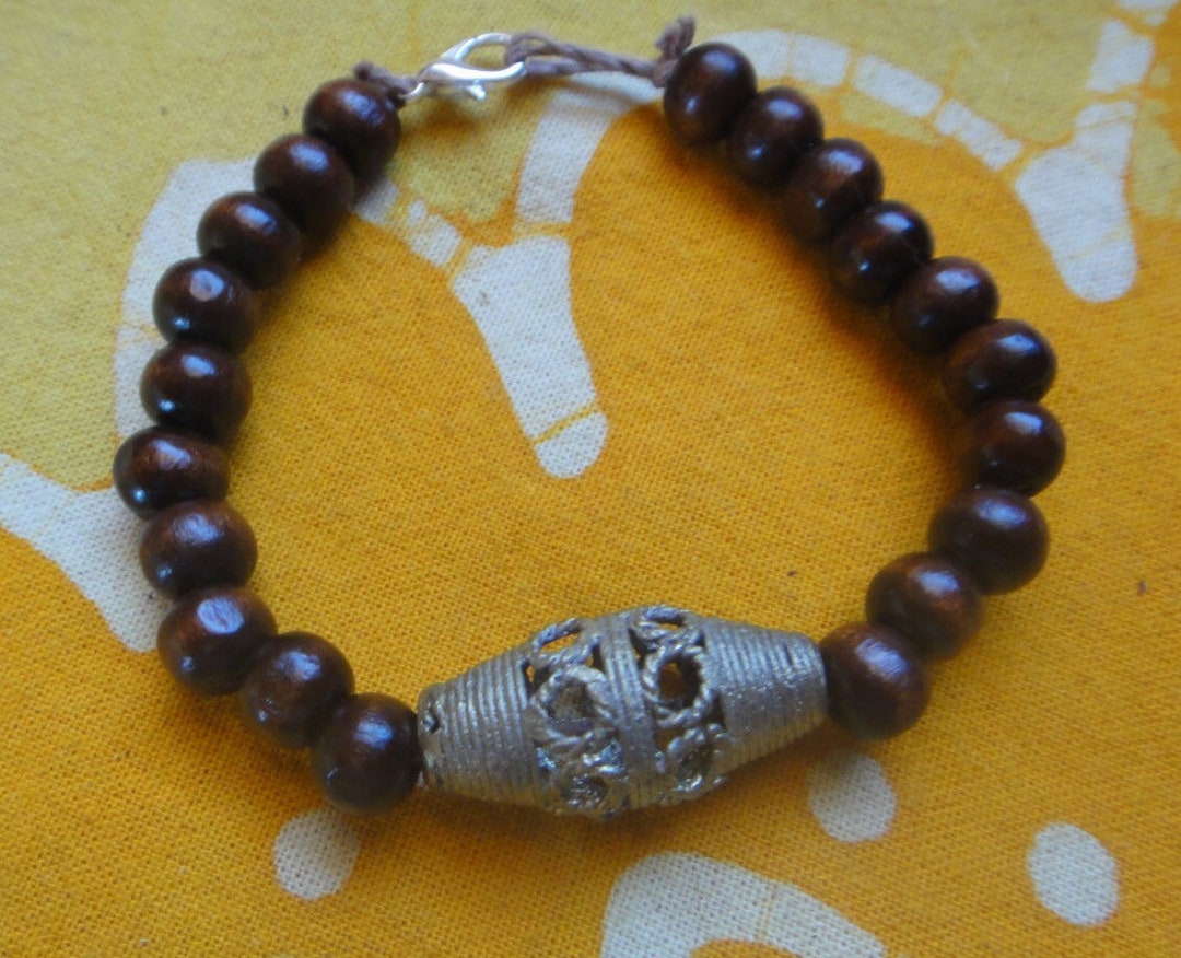 African Brass Prayer Bead Bracelet Krobo Trade Lost Wax Cast Etsy