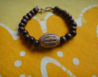 Ashanti Brass Prayer Bead Bracelet Trade Lost Wax Cast in Ghana, West Africa Mens Afrocentric Jewelry