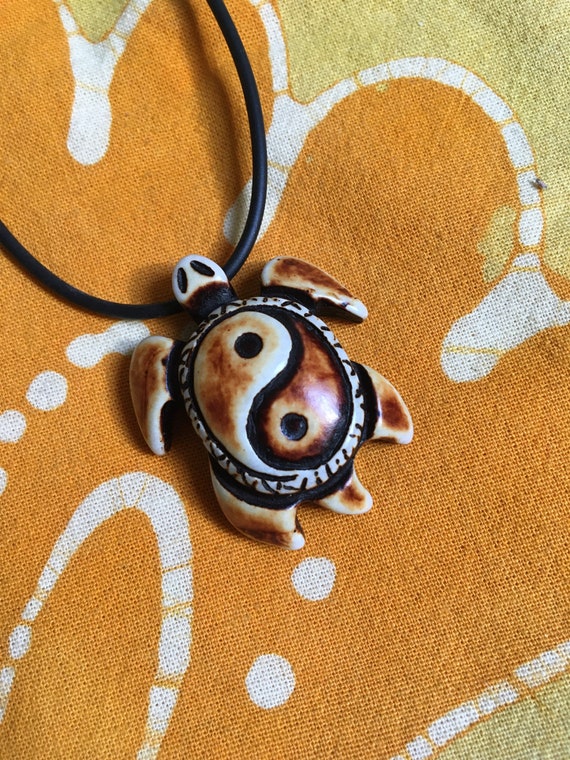 Carved Sea Turtle Yin Yang Pendant Necklace Etsy Singapore