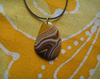 Red Banded Agate Geode Slice Pendant Necklace Boho Stone Hippie