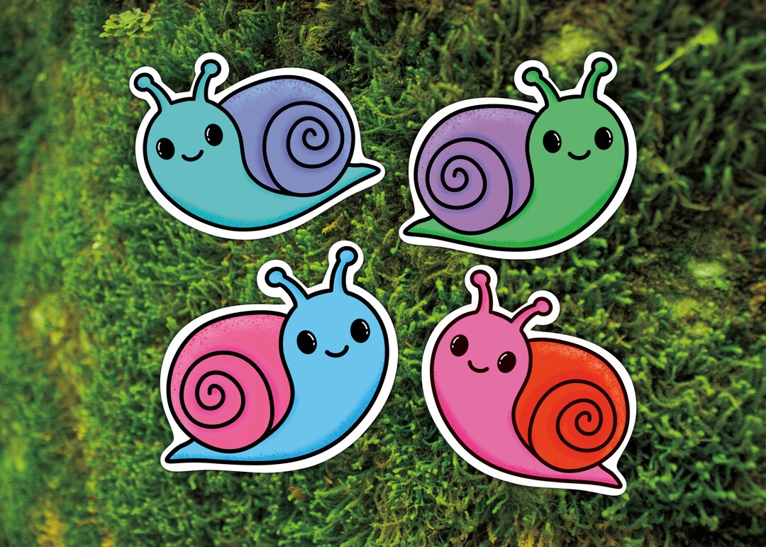 Cute Snail Sticker Set | 3.5 Inch Decals | Waterproof, Holographic ...